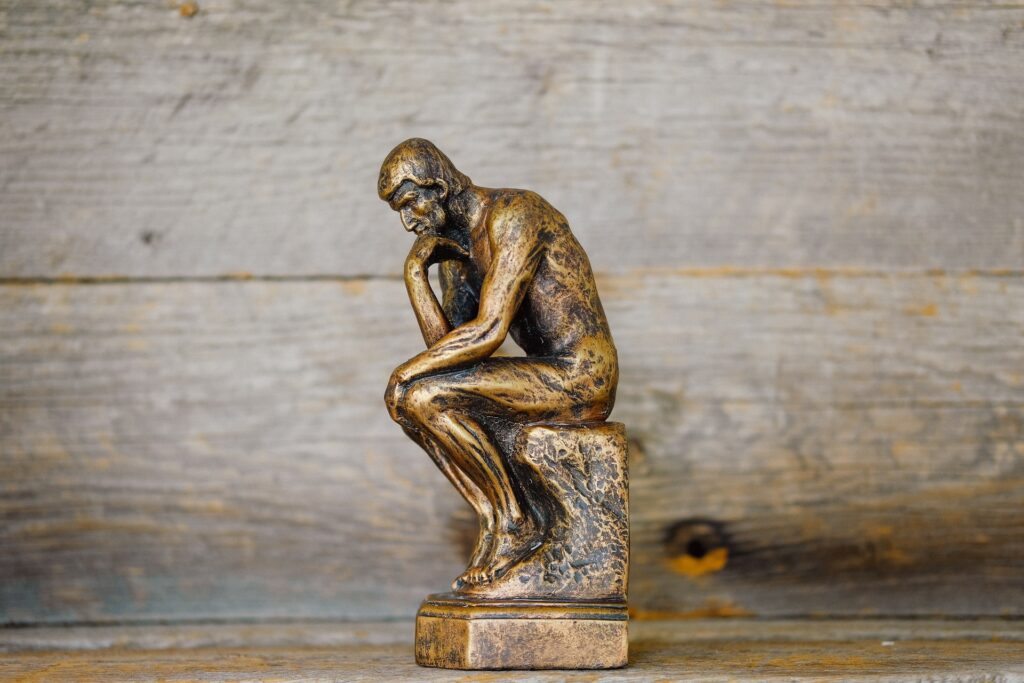 Statue of a person thinking